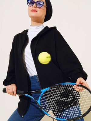 Kapüşonlu Fermuarlı Cepli Hırka