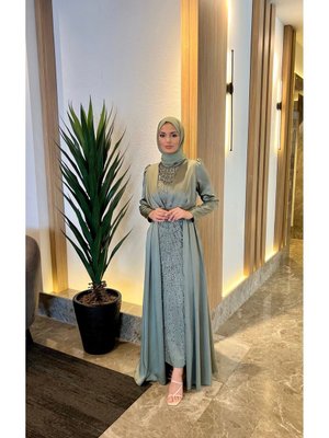 Alev Abiye Elbise Haki