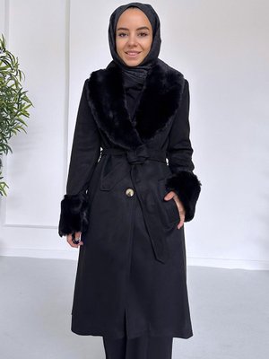 Kürklü Nubuk Kaban Siyah