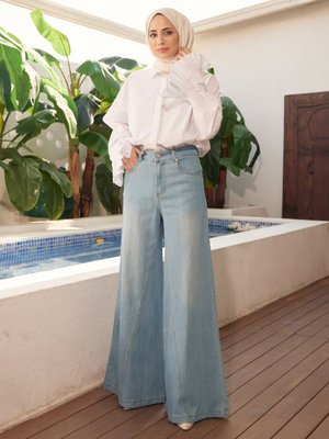 Mavi Pantolon Etek