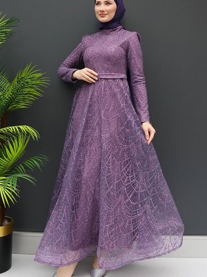 Şirin Abiye Elbise Koyu Lila