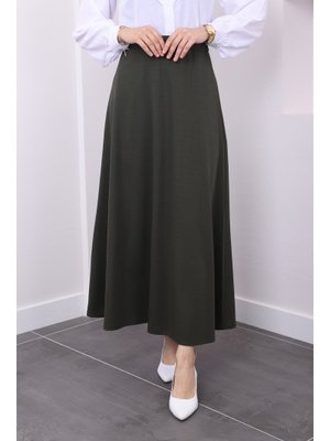 Haki Uzun Scuba Kloş Etek