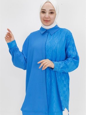 Yakma Desenli Düğmeli Aerobin Kumaş Tunik