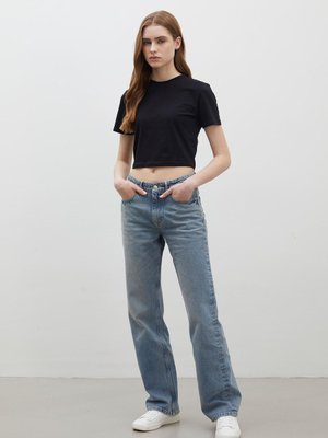 Mıd Rıse Denim Pantolon Mavi Mıd Rıse Denim Pantolon Mavi