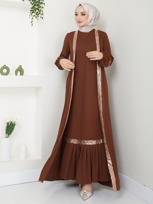 Elbiseli İkili Takım Kahverengi