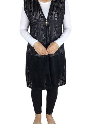 Kadın Uzun Dantelli Yelek Kadın Uzun Dantelli Yelek