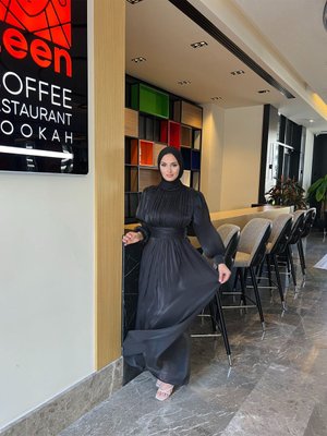 Jan Şifon Gülnaz Abiye Elbise Siyah