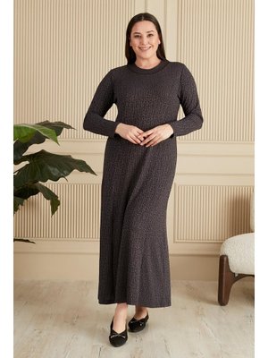 Gri Büyük Beden Nergiz Jakar Anne Elbise Gri Büyük Beden Nergiz Jakar Anne Elbise