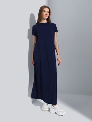 Kısa Kollu Viskon Elbise Lacivert Benin