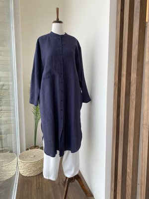 Qooq Minevra Keten Gömlek Lacivert Qooq Minevra Keten Gömlek Lacivert