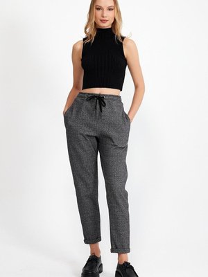Siyah Gri Duble Paça Comfort Fit Pantolon Siyah Gri Duble Paça Comfort Fit Pantolon