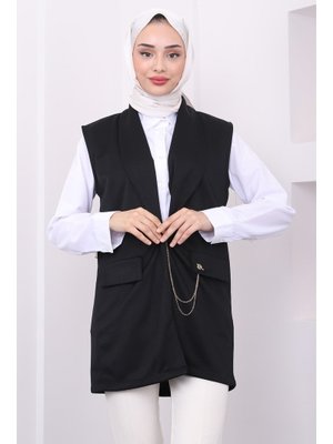 Siyah Zincir Detaylı Yelek Siyah Zincir Detaylı Yelek