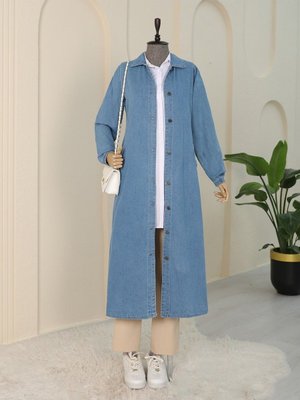 Kolu Lastikli Boydan Düğmeli Kot Kap