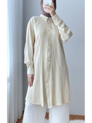 Dantel Detaylı Menekşe Tunik