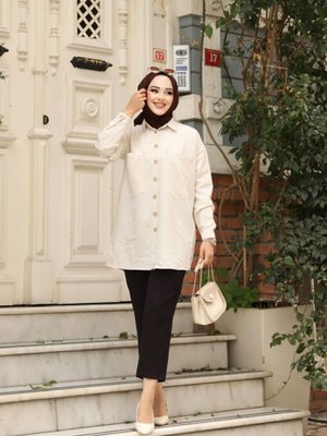 Keten Çift Cep Gömlek