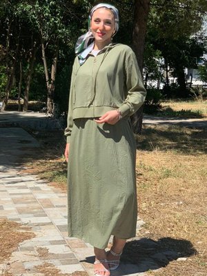 Haki Ceketi Kapişonlu Etekli Takım Haki Ceketi Kapişonlu Etekli Takım