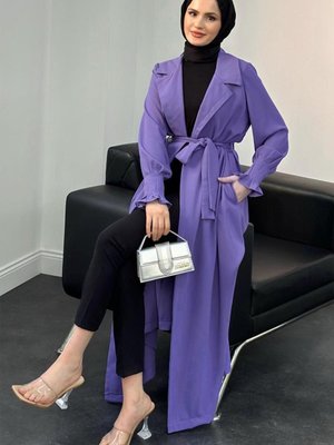 Kadın Mor (lila) Kuşaklı Trençkot T Kadın Mor (lila) Kuşaklı Trençkot T