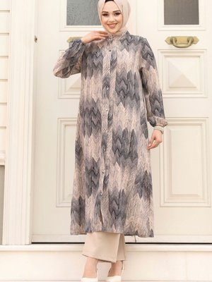 Zikzak Desenli Düğmeli İkili Takım