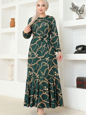 Kuşaklı Elbise Zümrüt