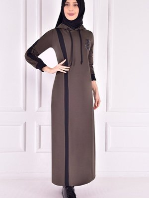 Kapüşonlu Elbise Haki