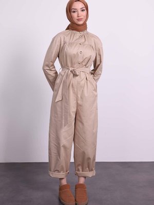 Naqishe Gabardin Tesettür Tulumcamel