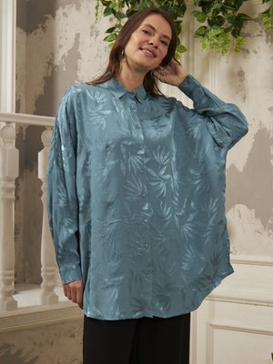 Yaprak Desenli Oversıze Büyük Bedene Ve Tesettüre Uygun Gömlek