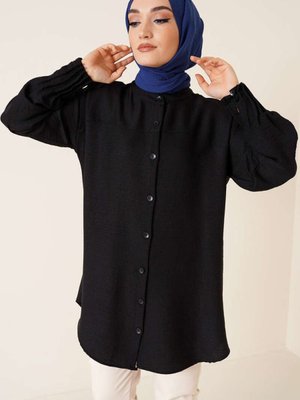 Kol Nervür Detaylı Keten Gömlek Kol Nervür Detaylı Keten Gömlek