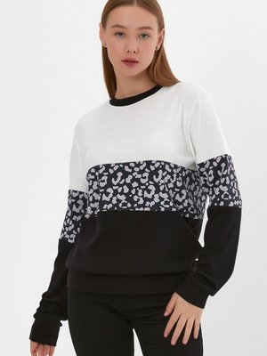 Beyaz Leopar Desenli Sweatshirt Beyaz Leopar Desenli Sweatshirt