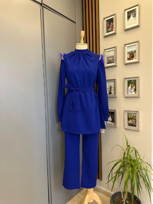 Sırt Fermuarlı 2'li Krep Kumaş Takım