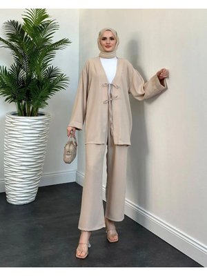 Kadın Önden Bağlamalı Gömlek Pantolon Alt Üst Takım