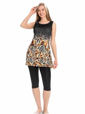 Siyah Mayo Alt Detay Zincir Desenli