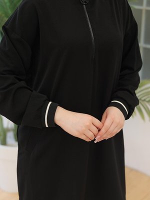 Armine Trend Kolları Ribanalı Yarım Fermuarlı Tunik Mercan