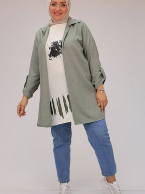 Nefti Büyük Beden Baskılı Ceket İçlik Takım Nefti Büyük Beden Baskılı Ceket İçlik Takım