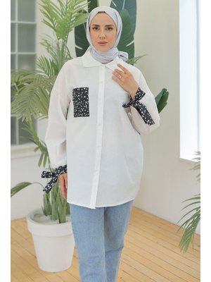 Siyah Kol Bağlamalı Keten Gömlek Siyah Kol Bağlamalı Keten Gömlek