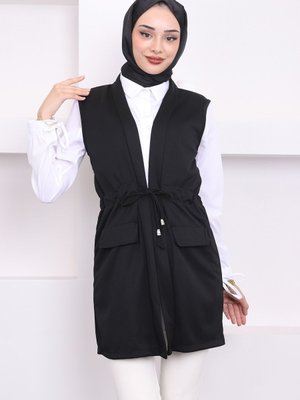 Siyah Bel Bağlamalı Yelek Siyah Bel Bağlamalı Yelek