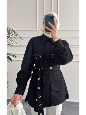 Butik Emimoza Gabardin Ceket Siyah