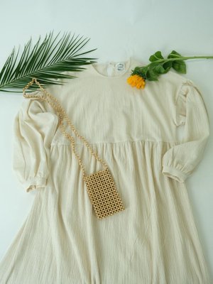 Krem Rengi Şile Bezi Elbise