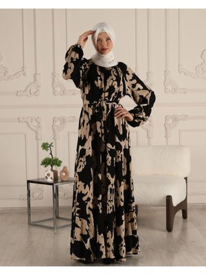 Eteği Volenli Reglan Kol Viskon Kumaş Elbise Namaz Elbisesi Eteği Volenli Reglan Kol Viskon Kumaş Elbise Namaz Elbisesi