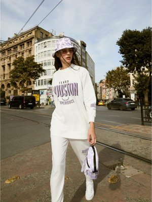 Houston Pamuklu Oversize Ekru Alt Üst Takım