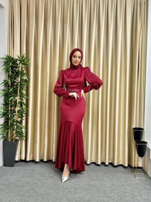 Kırmızı Asmin Abiye Elbise