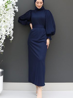 Kolu Piliseli Gipeli Elbise Lacivert
