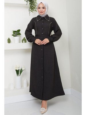 Siyah Boncuklu Sofia Elbise