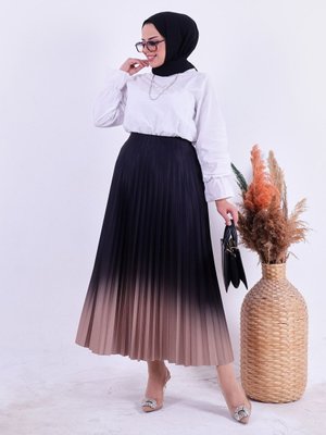 Piliseli Kloş Kalıp Yazlık Vizon Renk Geçişli Etek ( Boy Cm ) Piliseli Kloş Kalıp Yazlık Vizon Renk Geçişli Etek ( Boy Cm )