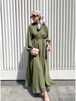 Krep Elbise Haki Yeşili