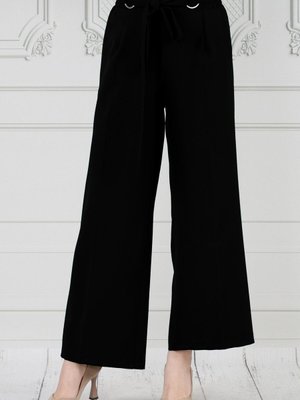 Halka Detay Bol Paça Pantolon Siyah