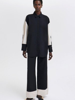 Renk Bloklu Gömlek Pantolon Takım