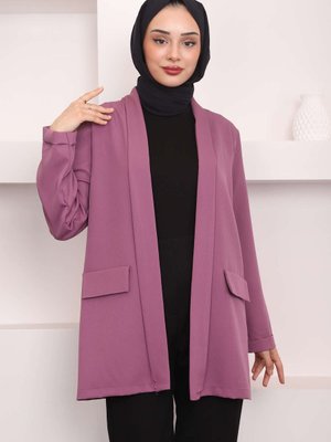 Gül Kurusu Cep Kapaklı Krep Ceket