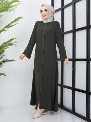 Büyük Beden Taş Detaylı Ferace