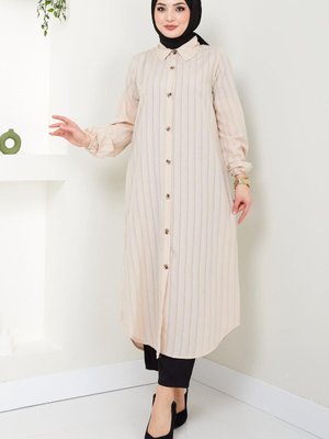 Yazlık Uzun Pamuklu Tunik Krem Yazlık Uzun Pamuklu Tunik Krem