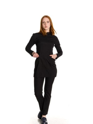 Likralı Siyah Tunik Hemşire Forması